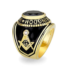 Load image into Gallery viewer, LO5M065 - IP Gold(Ion Plating) Brass Ring with Synthetic Glass With Jet Color