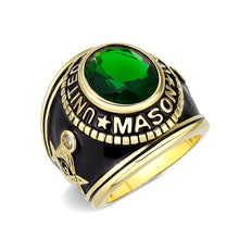 Load image into Gallery viewer, LO5M067 - IP Gold(Ion Plating) Brass Ring with Synthetic Glass In Green Color