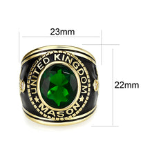 Load image into Gallery viewer, LO5M067 - IP Gold(Ion Plating) Brass Ring with Synthetic Glass In Green Color