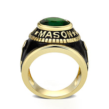 Load image into Gallery viewer, LO5M067 - IP Gold(Ion Plating) Brass Ring with Synthetic Glass In Green Color