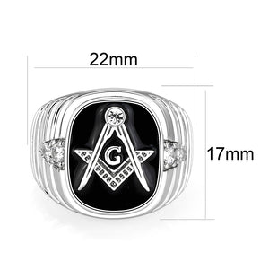 LO5M068 - Rhodium Plated Brass Ring with  Epoxy