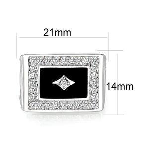 LO5M069 - Rhodium Plated Brass Ring with  Epoxy