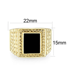 LO5M070 - IP Gold(Ion Plating )Brass Ring with Onyx