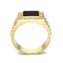 Load image into Gallery viewer, LO5M070 - IP Gold(Ion Plating )Brass Ring with Onyx