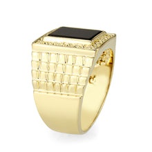 Load image into Gallery viewer, LO5M070 - IP Gold(Ion Plating )Brass Ring with Onyx