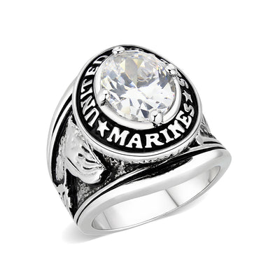 LO5M071 - Rhodium Plated Brass Ring with  CZ Clear