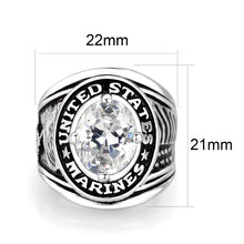 Load image into Gallery viewer, LO5M071 - Rhodium Plated Brass Ring with  CZ Clear