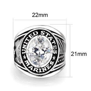LO5M071 - Rhodium Plated Brass Ring with  CZ Clear