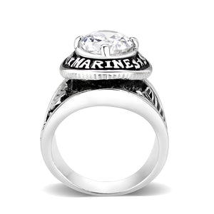 LO5M071 - Rhodium Plated Brass Ring with  CZ Clear