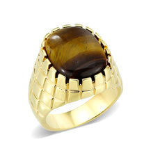 Load image into Gallery viewer, LO5M072 - IP Gold(Ion Plating )Brass Ring with Tiger Eye