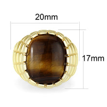 Load image into Gallery viewer, LO5M072 - IP Gold(Ion Plating )Brass Ring with Tiger Eye