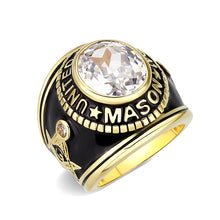 Load image into Gallery viewer, LO5M085 - IP Gold(Ion Plating) Brass Ring with Synthetic Glass In Clear Color