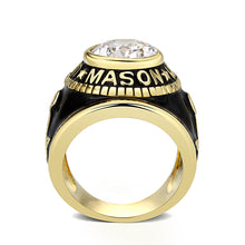 Load image into Gallery viewer, LO5M085 - IP Gold(Ion Plating) Brass Ring with Synthetic Glass In Clear Color
