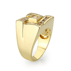 LO5M086 - Ion Gold Plating Brass Ring with AAA Grade CZ  in Clear