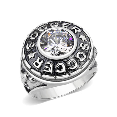 LO5S158- Sterling Silver   Ring with AAA Grade CZ  in Clear High Polished(No Plated)