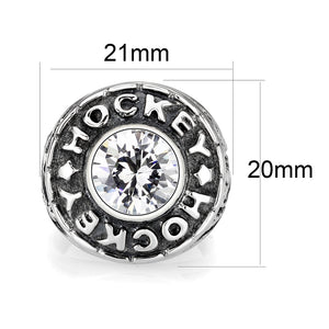LO5S162- Sterling Silver   Ring with Clear CZ   High Polished(No Plated)