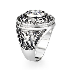 LO5S162- Sterling Silver   Ring with Clear CZ   High Polished(No Plated)