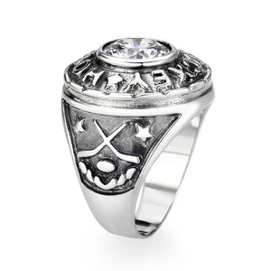 LO5S162- Sterling Silver   Ring with Clear CZ   High Polished(No Plated)