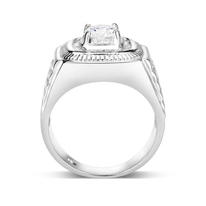 LO5S163- Sterling Silver   Ring with Clear CZ   High Polished(No Plated)