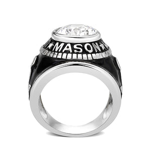 LO5S165- Sterling Silver  Ring with AAA Grade CZ  in Clear High Polished( No Plated)