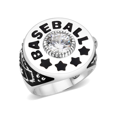 LO5S166- Sterling Silver   Ring with Clear CZ   High Polished(No Plated)
