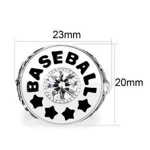 LO5S166- Sterling Silver   Ring with Clear CZ   High Polished(No Plated)