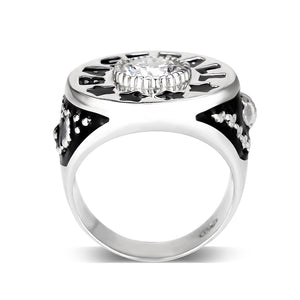 LO5S166- Sterling Silver   Ring with Clear CZ   High Polished(No Plated)