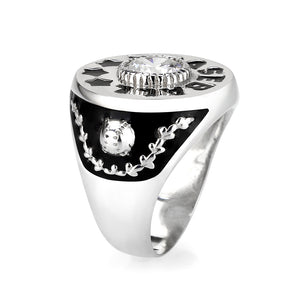 LO5S166- Sterling Silver   Ring with Clear CZ   High Polished(No Plated)