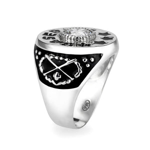 LO5S166- Sterling Silver   Ring with Clear CZ   High Polished(No Plated)