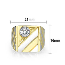 Load image into Gallery viewer, LO5M172-Ion Gold  Plated  Brass Ring with Clear CZ