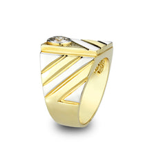 Load image into Gallery viewer, LO5M172-Ion Gold  Plated  Brass Ring with Clear CZ