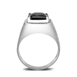 LO5S181- Sterling Silver   Ring with Onyx   High Polished(No Plated)