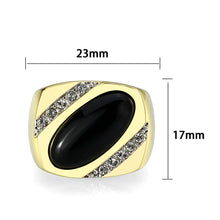 Load image into Gallery viewer, LO5M183-Ion Gold  Plated  Brass Ring with Black Onyx