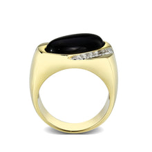 Load image into Gallery viewer, LO5M183-Ion Gold  Plated  Brass Ring with Black Onyx