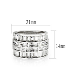 LO5W001 - Rhodium Brass Ring with Top Grade Crystal in Clear