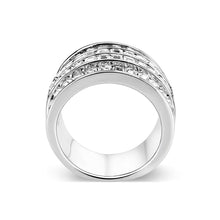 Load image into Gallery viewer, LO5W001 - Rhodium Brass Ring with Top Grade Crystal in Clear