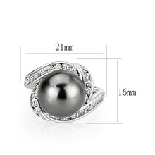 Load image into Gallery viewer, LO5W003 - Rhodium Brass Ring with Pearl In Black