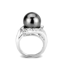 Load image into Gallery viewer, LO5W003 - Rhodium Brass Ring with Pearl In Black