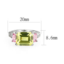 Load image into Gallery viewer, LO5W004- Rhodium Brass Ring with CZ In Apple Green