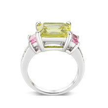 Load image into Gallery viewer, LO5W004- Rhodium Brass Ring with CZ In Apple Green