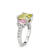 Load image into Gallery viewer, LO5W004- Rhodium Brass Ring with CZ In Apple Green