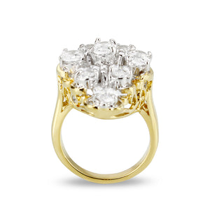 LO5W005- IP Gold Plated Ring with CZ In Clear