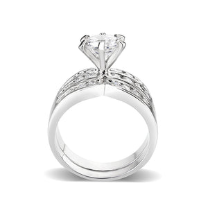 LO5W006- Rhodium Plated Ring with CZ In Clear