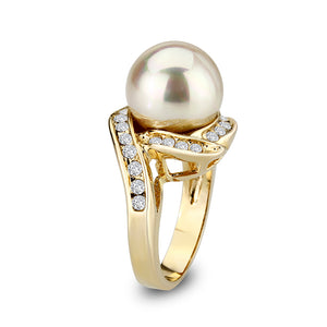 LO5W007- IP Gold Plated Ring with Peral In White