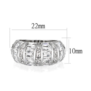 LO5W010- Rhodium Plated Ring with Crystal Glass In Clear