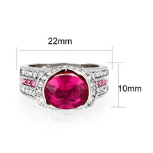 Load image into Gallery viewer, LO5W040 - Rhodium Brass Ring with CZ in Red