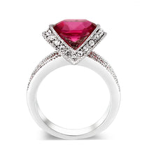Load image into Gallery viewer, LO5W040 - Rhodium Brass Ring with CZ in Red