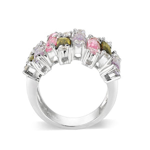 LO5W041- Rhodium Plated Brass Ring with CZ