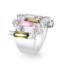 Load image into Gallery viewer, LO5W041- Rhodium Plated Brass Ring with CZ