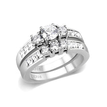 Load image into Gallery viewer, LO5W044- Rhodium Plated Brass Ring with CZ In Clear